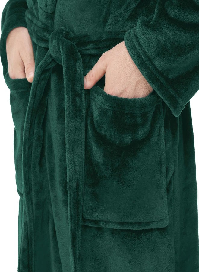 Yurhap Mens Fleece Robe, Soft Plush Robe for Men, Fluffy Bathrobe with Belt & 2 Pockets, Green, 2X-3X - Image 5